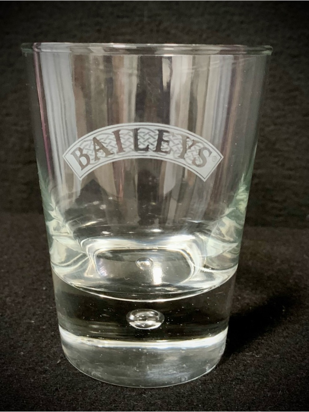 Baileys Irish Cream Rocks Glass Etched Logo Bubble Base Barware